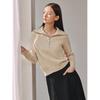 PEACEBIRD Women's Soft Knit Half-Placket Lapel Sweater