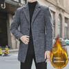 Men's Slim Woolen Windbreaker Jacket, Mid-length, Korean Style, for Autumn and Winter Business Wear