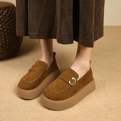 2025 Уличная обувь Женские мокасины Женские туфли на высоком каблуке Повседневные туфли-лодочки на платформе Женские металлические украшения Слипоны Швейные туфли Женские