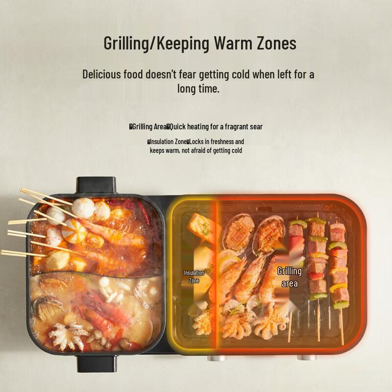 Bear 2-in-1 Electric Grill and Hot Pot CN plug (adapter included)
