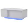 100*50*40cm Height-Adjustable Coffee Table with Hidden Storage, Side Table with LED Light, Living Room Table with Drawer, Sofa Table, White