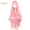 TBH Pink Natural Long Curly Wig Women Fluffy Hairpiece for Cosplay Party