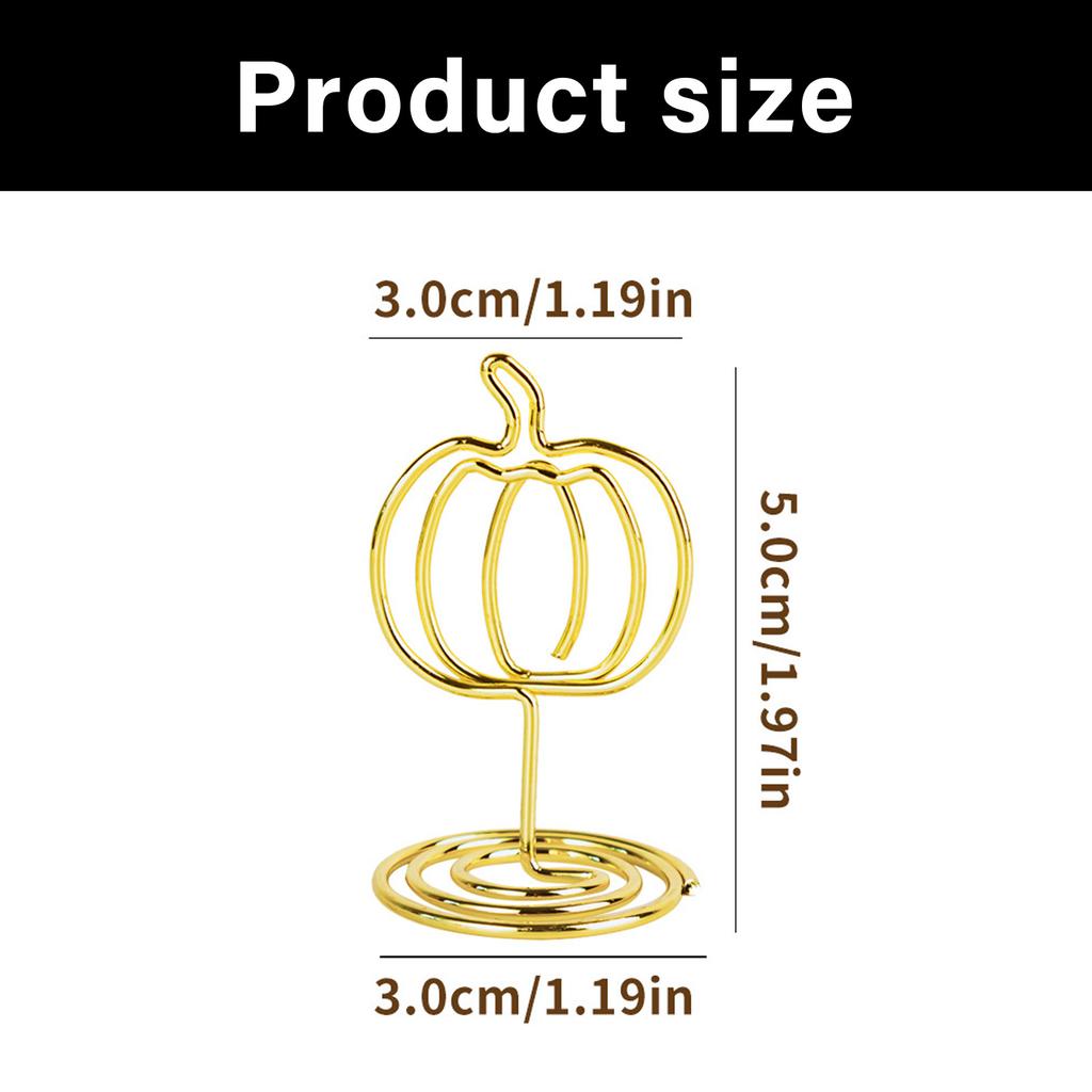 10Pcs Hollowed Pumpkin Note Holder Iron Wire Table Number Stands Photo Display Stand For Thanksgiving Table Decoration