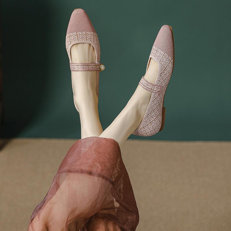 Модный бренд смешанных цветов плетеные балетки женские ремешок на щиколотке жемчужные Мэри эластичная ткань балетки вязаные мокасины леопардовый сетчатый балет
