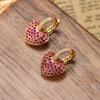 Retro Light Luxury Simple Elegant Fashion Design Love Earrings Copper Plated Red Women's Earrings