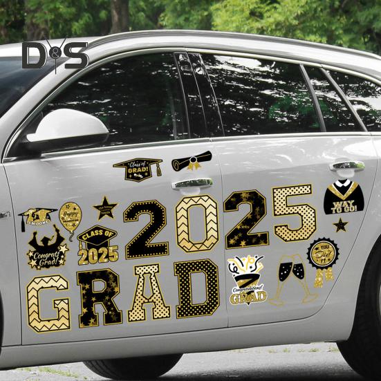 Магниты на автомобиль с поздравлениями с выпускным 2025 года, набор магнитных наклеек с поздравлениями с выпускным, магниты для украшения выпускного вечера, для автомобилей, почтового ящика на холодильник и гараж