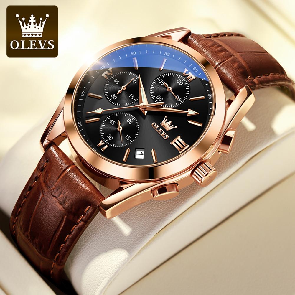 OLEVS 2872 Mens Watch Fashion Casual Original Wristwtach Waterproof Luminous Wristwatch Multifunctional Chronograph Date Watch