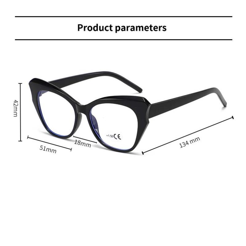 Fashionable Contrasting Cat Eye Presbyopia Glasses New Large Frame Polygonal Anti Blue Light Glasses Stylish Women Eyewear