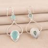 Натуральный аквахалцедон, драгоценный камень, 925 стерлинговое серебро, ручная работа, серьги-крючки 2,07" EE-170-21