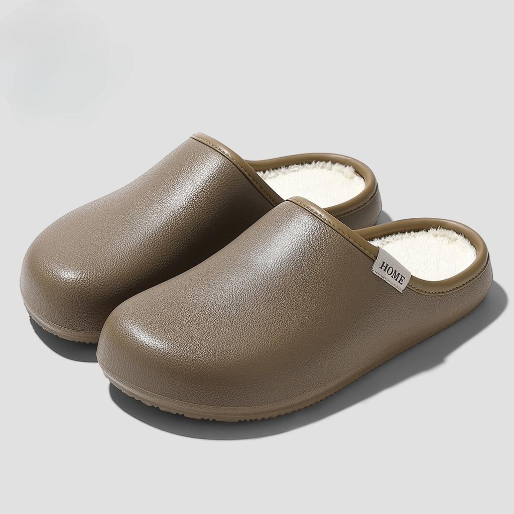 Soft Cloud Thick Sole Waterproof Eva Indoor Slippers Women Winter Warm Plush House Slippers Plus Size Couple Home Shoes