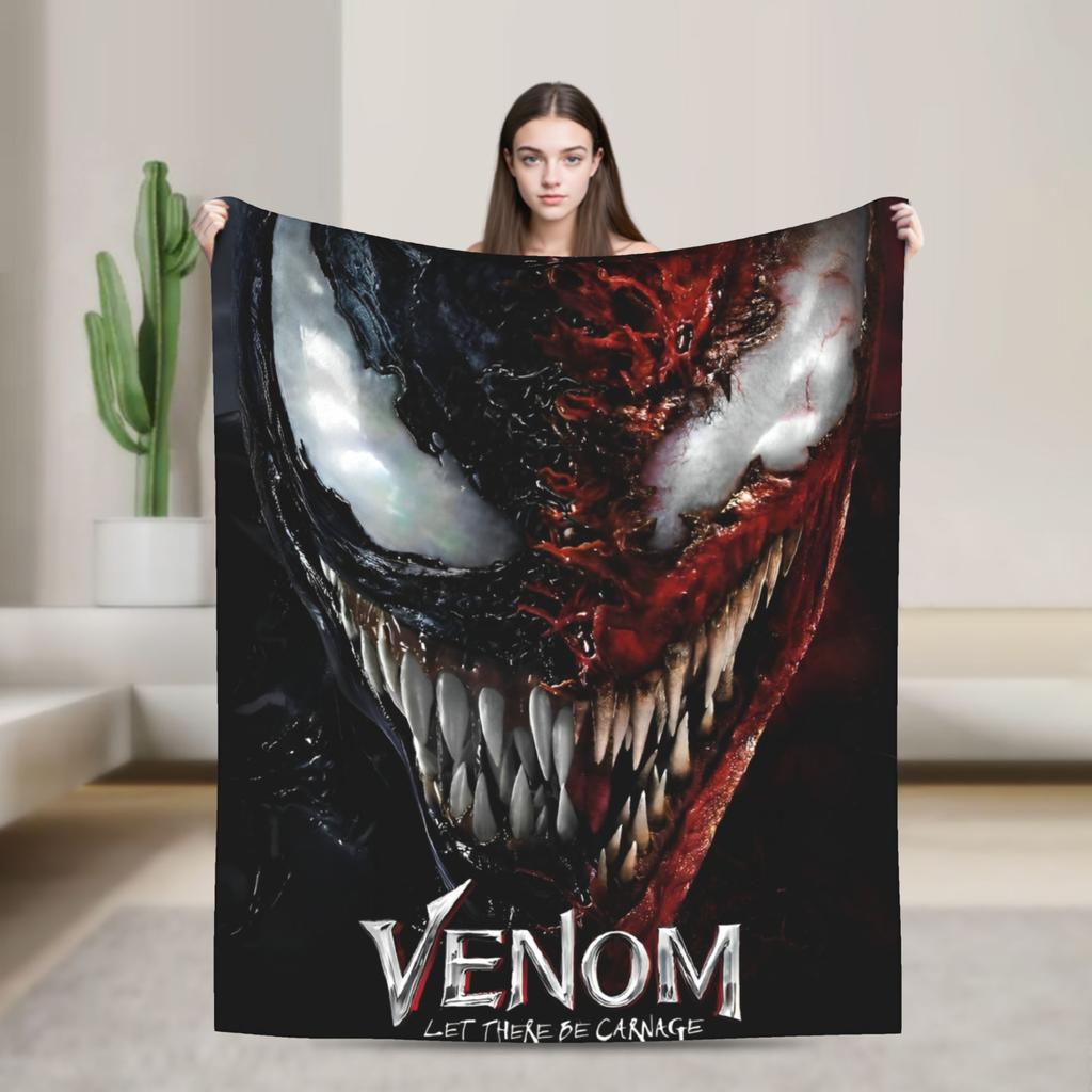 Venom cartoon Blanket  Travel Office Flannel Throw Blanket For Couch Chair Sofa Bed Soft Design Quality Bedspread Gift