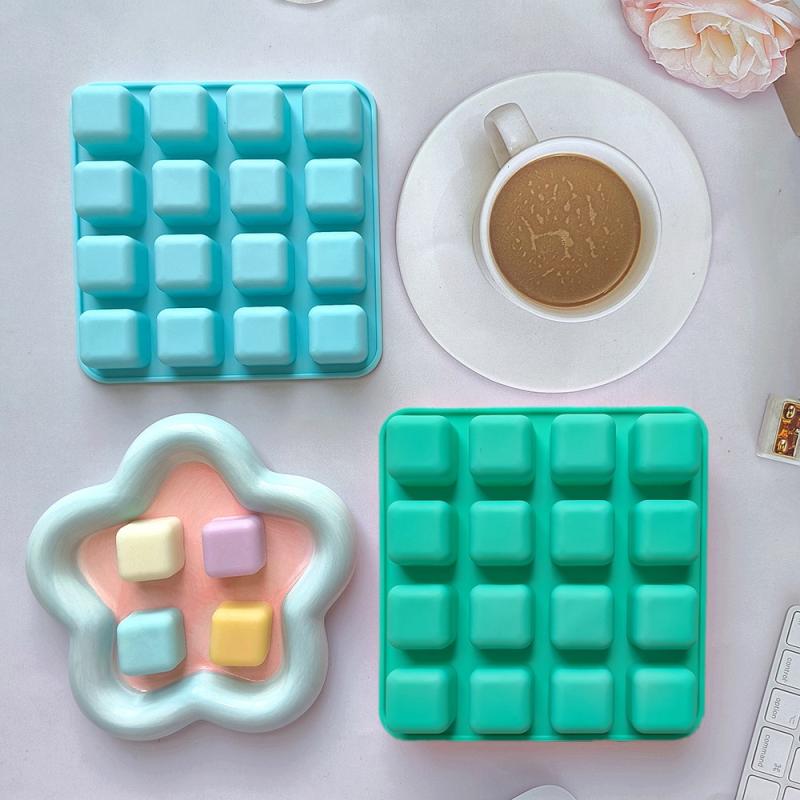 Силиконовая форма для выпечки торта в виде квадратной решетки для льда на 16 ячеек, сделай сам, для шоколадного торта, печенья, конфет, пудинга, трюфелей, брауни