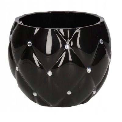 FLOWER POT CERAMIC COVER GLAMOUR BLACK