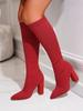 Women Shoes Mesh Knitting Long Boots High Heels Knee High Boots  Platform Boots Plus Size 42