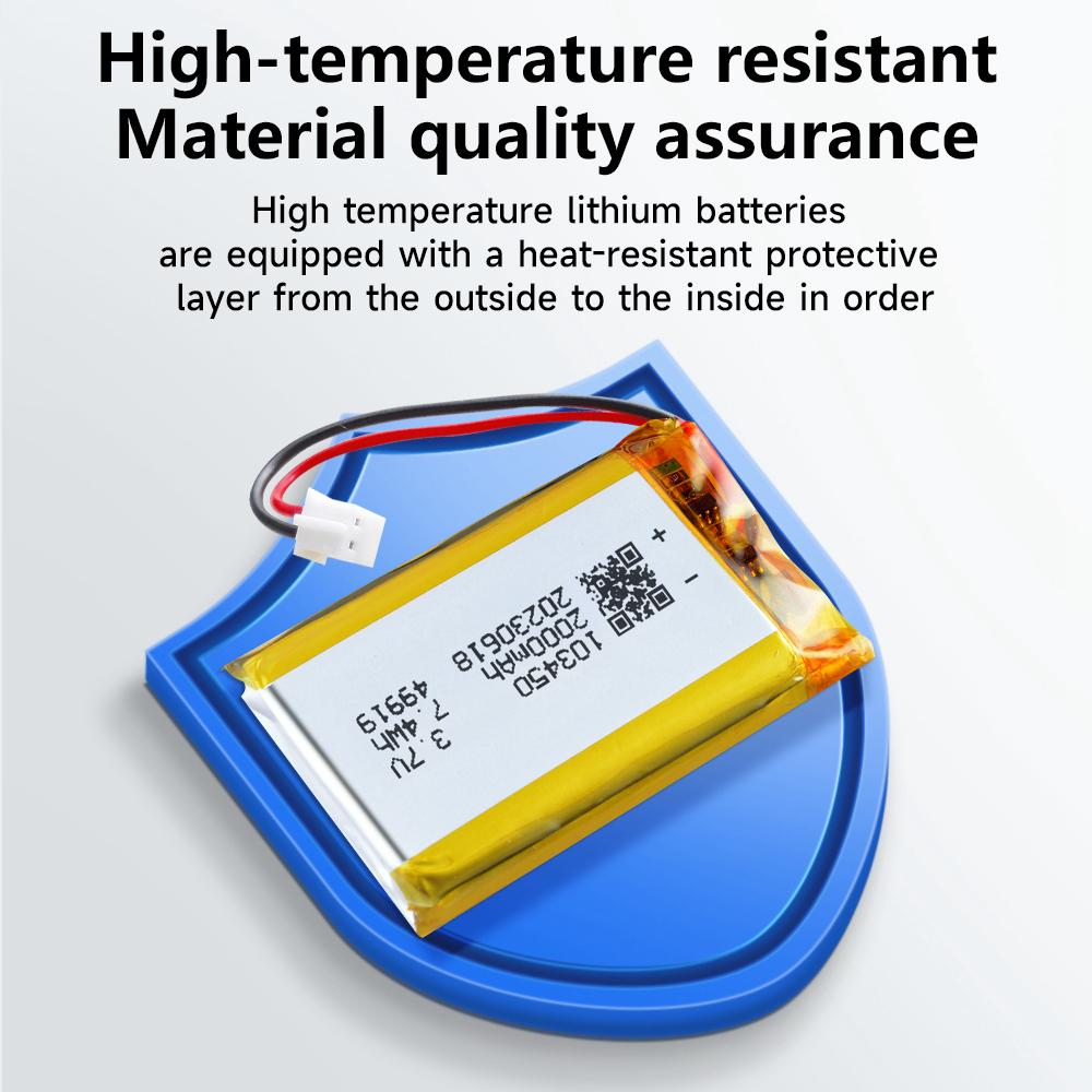 Rechargeable 3.7V 2000mAh Li-Po Battery 103450 Lithium Polymer Battery Li-Po Li Ion Lipo Cells For GPS MP3 MP4 Driving Recorde