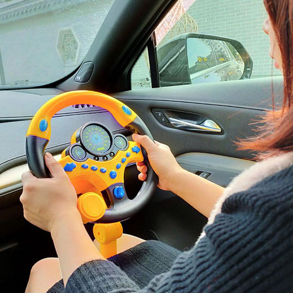 Simulate Driving Car Copilot Steering Wheel Eletric Baby Toys with Sound Kids Musical Educational Stroller Driving Vocal Toys