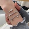 Sterling Silver S925 Silver Bracelet Love Combination Bracelet Ins Style Design Stacked Sweet Girly Heart Bracelet