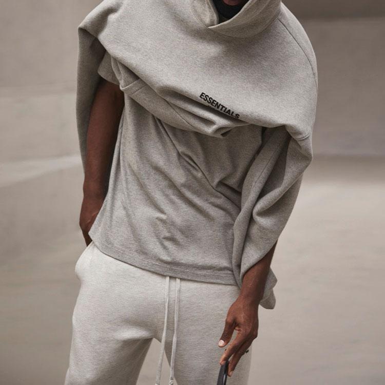 Fear of God Essentials Мужская футболка с тисненым логотипом SS22, топ, светло-овсяный FOG-SS22-904