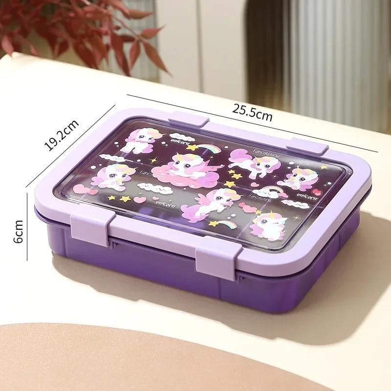 1500 мл Мультяшный Ланч-бокс Портативный Прямоугольный Детский Студенческий Офисный Бенто-бокс Герметичный Контейнер для еды Микроволновая печь Посуда