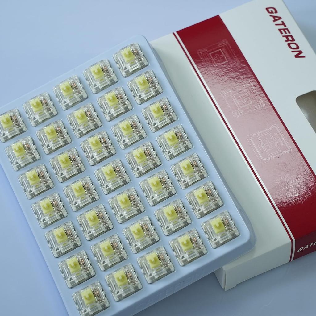 GATERON Jupiter Banana Keyboard Switches, Tactile, 59gf, RGB LED, 5-Pin, Factory-Lubricated, for MX Mechanical Keyboards (Banana, 110-Pack)