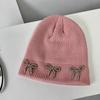 Warm Cap Beanies Hat Bow Winter Cap Sweet Bowknot Knitted Hat  Autumn