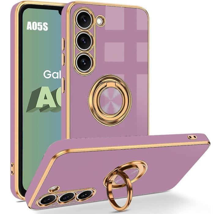 Case - BOOLING - for Samsung Galaxy A05s - Purple - Shockproof - Rotating Ring Stand