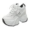 Fashion New 2025 Chunky Leather Sneakers Casual Vulcanized Shoes Woman High Platform Breathable Weave Sneakers 10CM Sport Dad Shoes