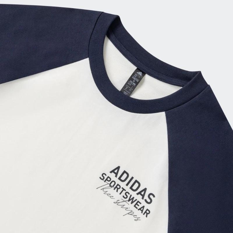 adidas Футболка Унисекс Белый/Чернильный Синий JZ2337