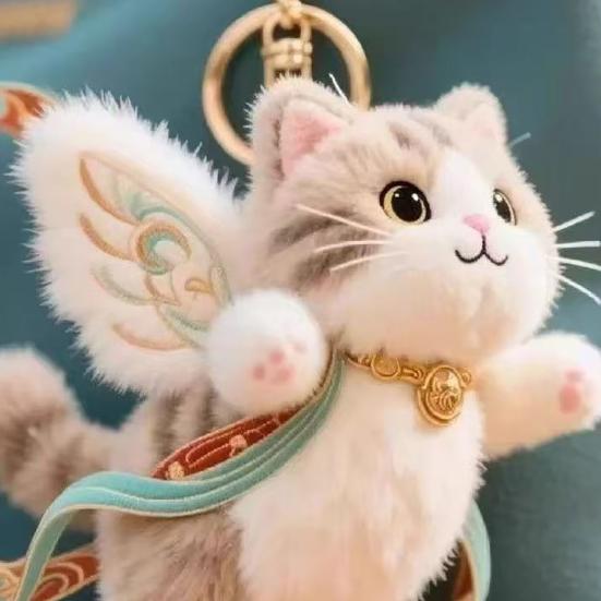 Летающий Кот Плюшевый Брелок Милая Летающая Кукла с Крыльями Олень Мини 4,7 Дюйма Съемная Пряжка Кошелек