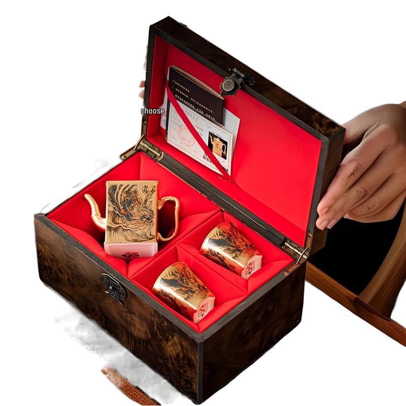 Dragon & Phoenix Gilded Silver Ceramic Tea Set