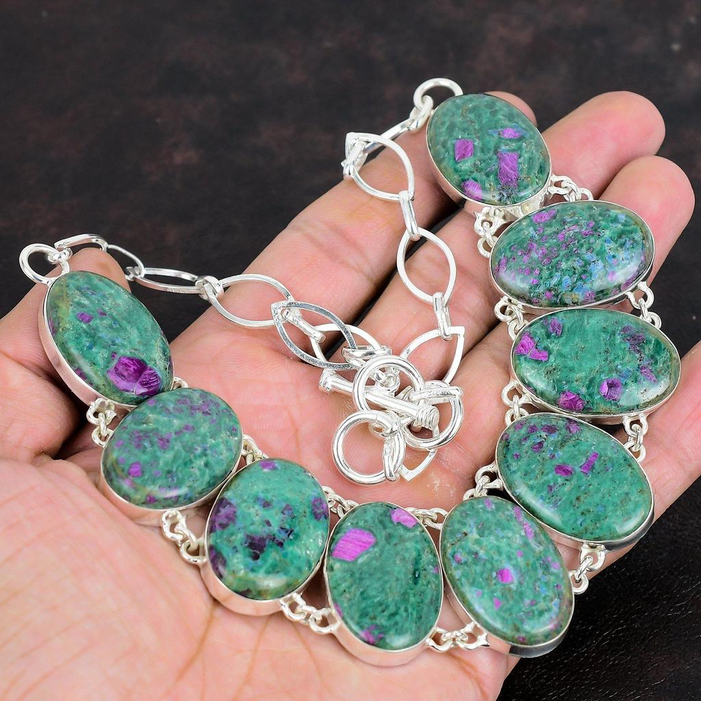 Ожерелье из рубина фуксита, ожерелье из драгоценных камней, изумительное ювелирное украшение, ожерелье из стерлингового серебра 925 пробы, регулируемая цепочка, ожерелье ручной работы, подарки на годовщину