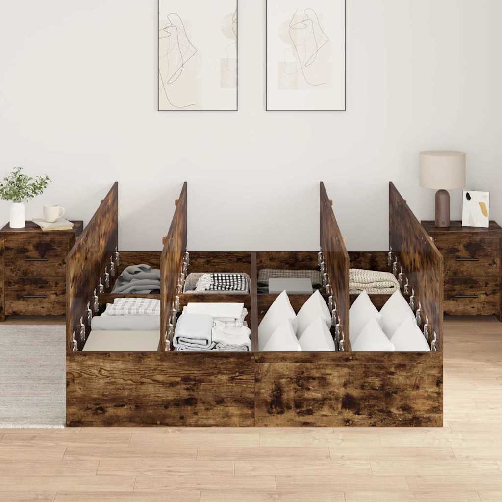 Storage Bed Frame Smoked Oak 150 x 200 cm