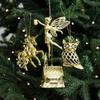 Gold Christmas Tree Ornaments: Creative Snowflake, Crystal Shoe, Reindeer Electroplated Pendants