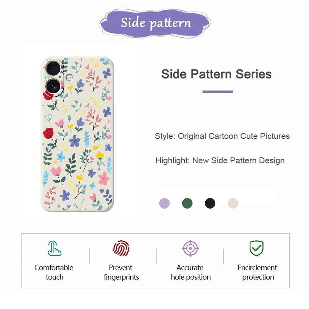 For iPhone 17 Case Colorful Flower Branches Pattern Printing Straight Edge TPU Phone Back Cover