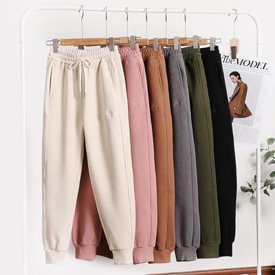 Casual Sweatpants for Women's Men Autumn Winter Outdoor Loose Harem Pants Fleece Thicken Warm Bundle Foot Straight Trousers