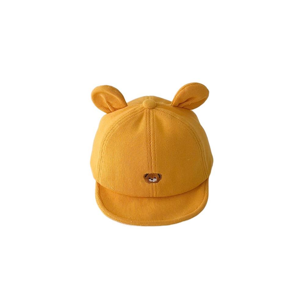 Fashion Adjustable Kids Fisherman's Hat Cartoon Embroidered Baby Visor Hat Bear Ear Solid Color Baby Sunhat Autumn