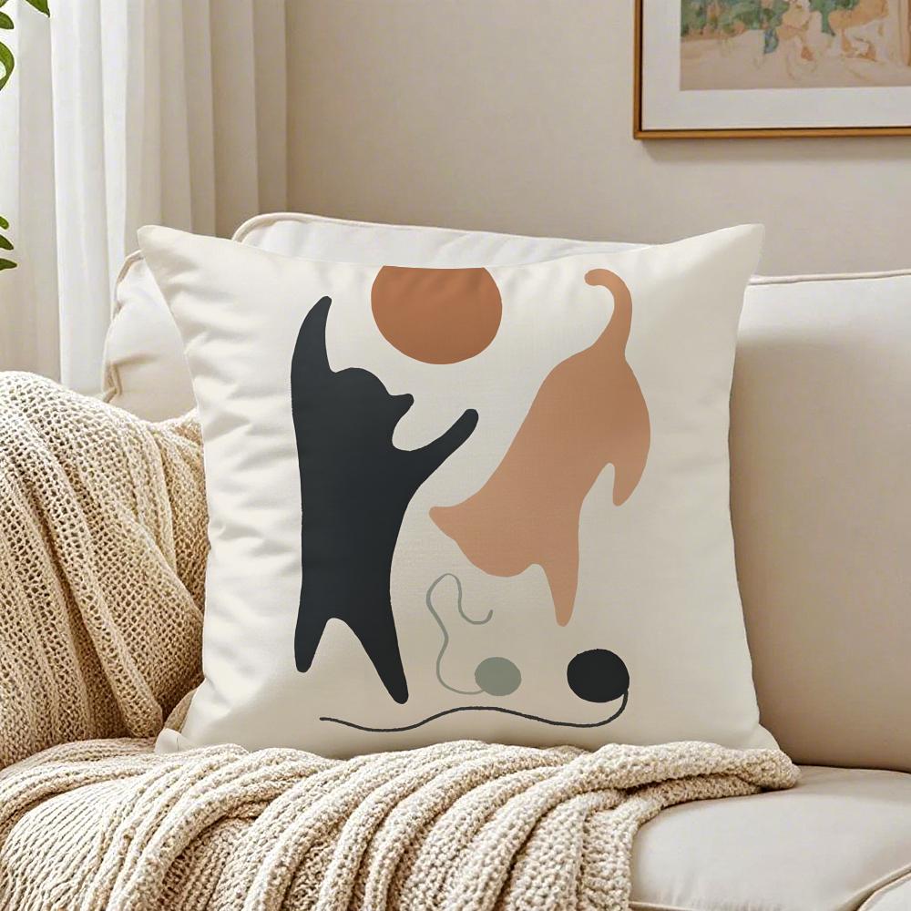 Минималистичный Повседневный Простой и Стильный Зеленый Кот Наволочка Стирка Возможна Льняная Наволочка Мягкая Для Ежедневного Дивана Кровати Домашней Комнаты Декор