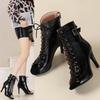 High-heeled Shoes Female Summer Temperament Fine Heeled Sandals Hollowing Short Boots Lace Up