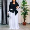 Women's Spring New Fashion Flared Sleeve Top Pleated Wide Leg Pants Set Two-piece Set