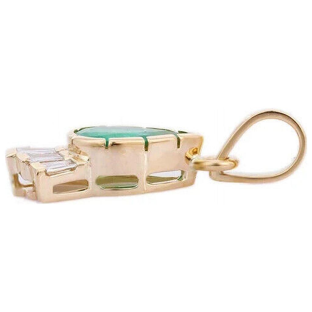 Подвеска из желтого золота 18 карат с изумрудом - Подвеска из белого сапфира и изумруда