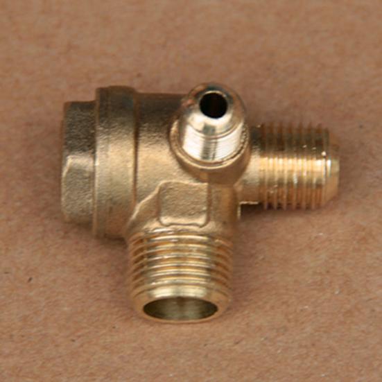 Air Compressor Check Valve 3-Way Easy Installation Copper/Zinc Alloy Male Threaded Unidirectional Check Valve Pipe Fitting for Air Compressor