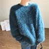 Женские осенне-зимние толстые вязаные топы из норкового бархата, женский пуловер свободного кроя с круглым вырезом, женские свитера топы однотонного цвета