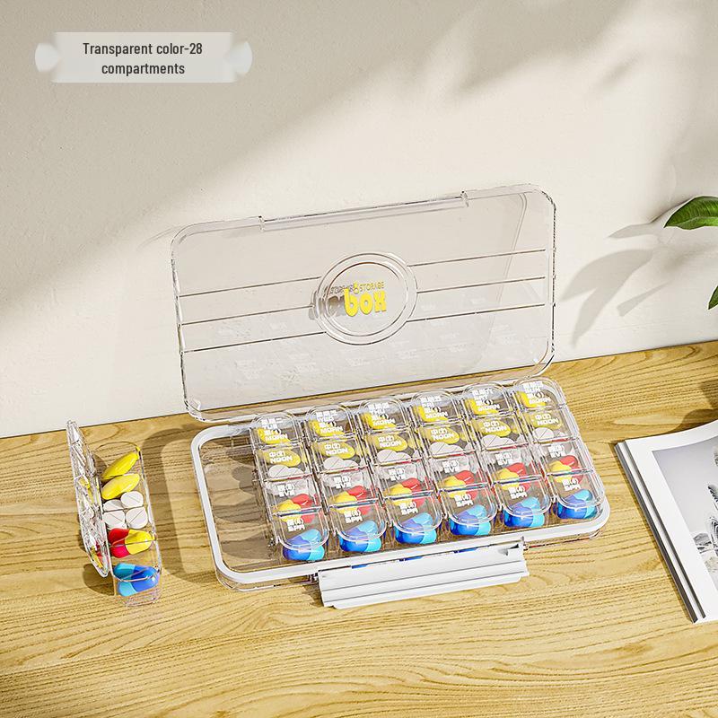 Portable Pill Box - Weekly Medicine Organizer with Large Capacity and 3-Daily Compartments