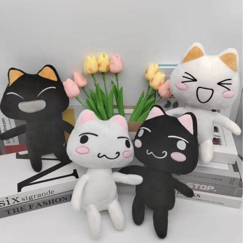 Милая Плюшевая Игрушка Кот Торо Иноуэ Пара Черно-Белый Кот Плюшевая Игрушка Улыбающиеся Мультяшные Животные Куклы Украшение Комнаты Подарок на День Рождения