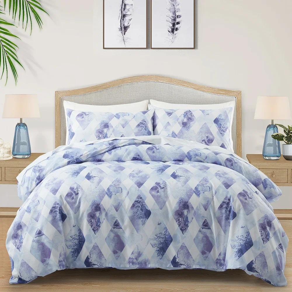 Gradient Rainbow Star Duvet Cover Set Queen Tie Dye Ombre Stars Reversible Purple Bedding Set Microfiber Cartoon Comforter Cover