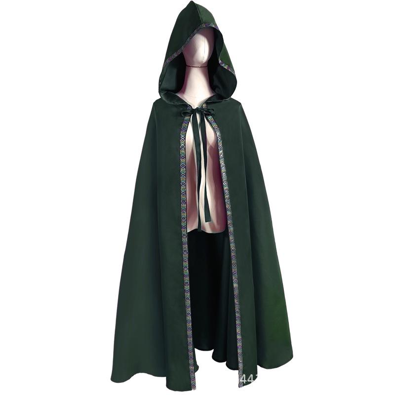 Hooded Medieval Cloak Costume for Halloween Party or Stage Performance