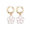 Fashion Cute Pearl Flower Pendant Hoop Earrings For Women Girls Stainless Steel Gold Color Ear Buckle Enamel Charm Drop Jewelry