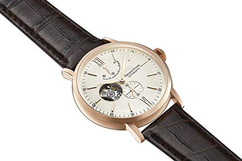 ORIENT STAR Men's Automatic Mechanical Watch Semi-Skeleton Open Heart Series White & Silver Dial, Made in Japan