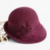 Hepburn Style 100% Australia Wool Woman Flower Cloche Cap Party Lady Felt Fedora Formal Hat Fashion Retro Church Hat