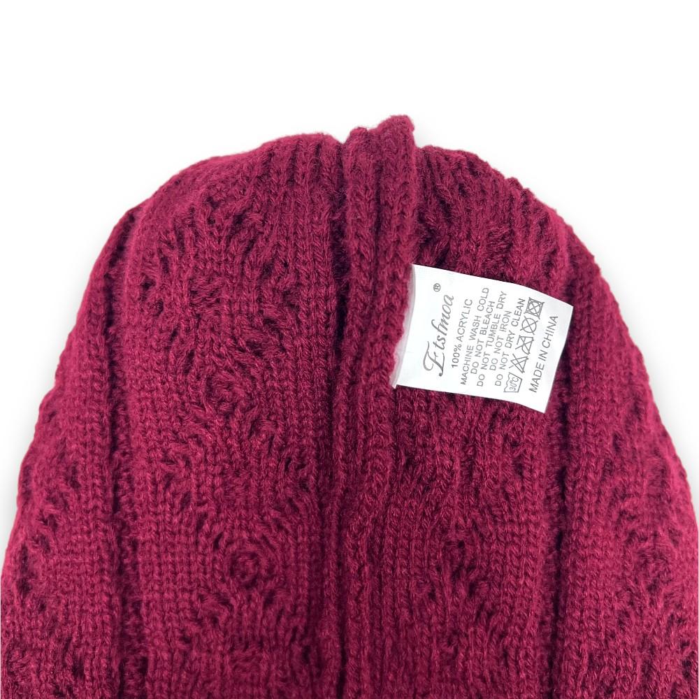 Factory Stock LED Beanie Hat Adult Unisex 100% Acrylic Cable Knit Pom Pom Cuffed LED for Night Outdoor Camping Fishing Skull Cap